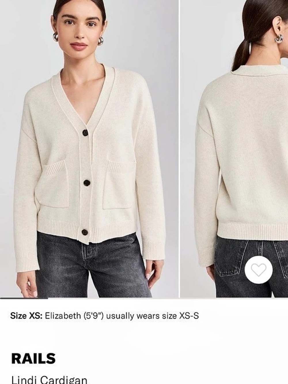 Rails Lindi Cardigan Wool Cashmere Cardigan in Cream Size XS Like New